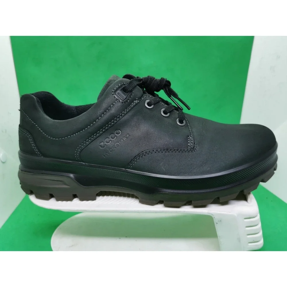Ecco Hydromax Rugged Track Waterproof Low Shoes Black Leather Mens Siz 42 /8-8.5